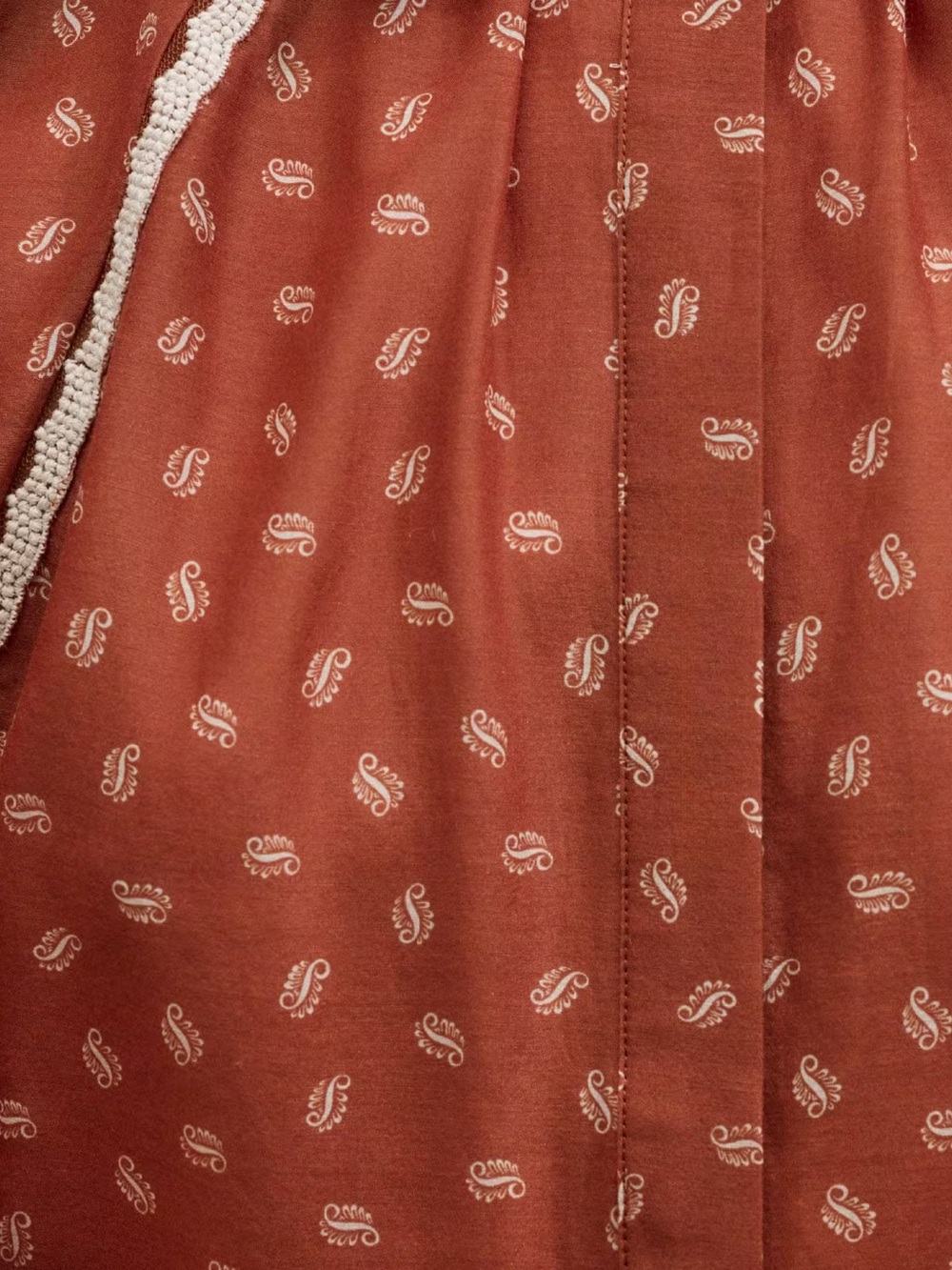 ME+EM Trim Detail Paisley Print Button Down Rust Cream Lace US Size 8 NWT $345 - Picture 13 of 14